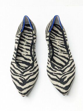 Rothy's The Point Casual Slip-On Ballet Flats Black Zebra Womens 10